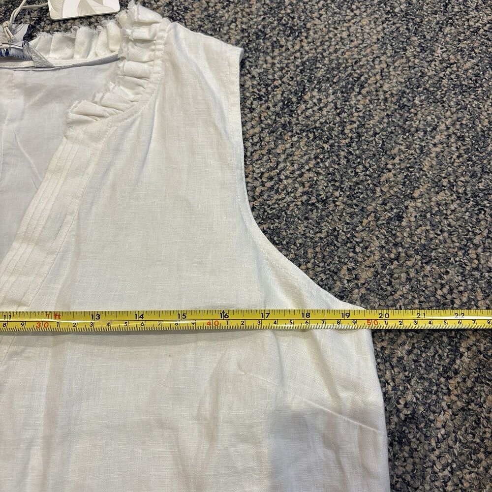 Tommy Bahama Two Palms Double Ruffle Dress Linen In White New Size Medium - Picture 8 of 8